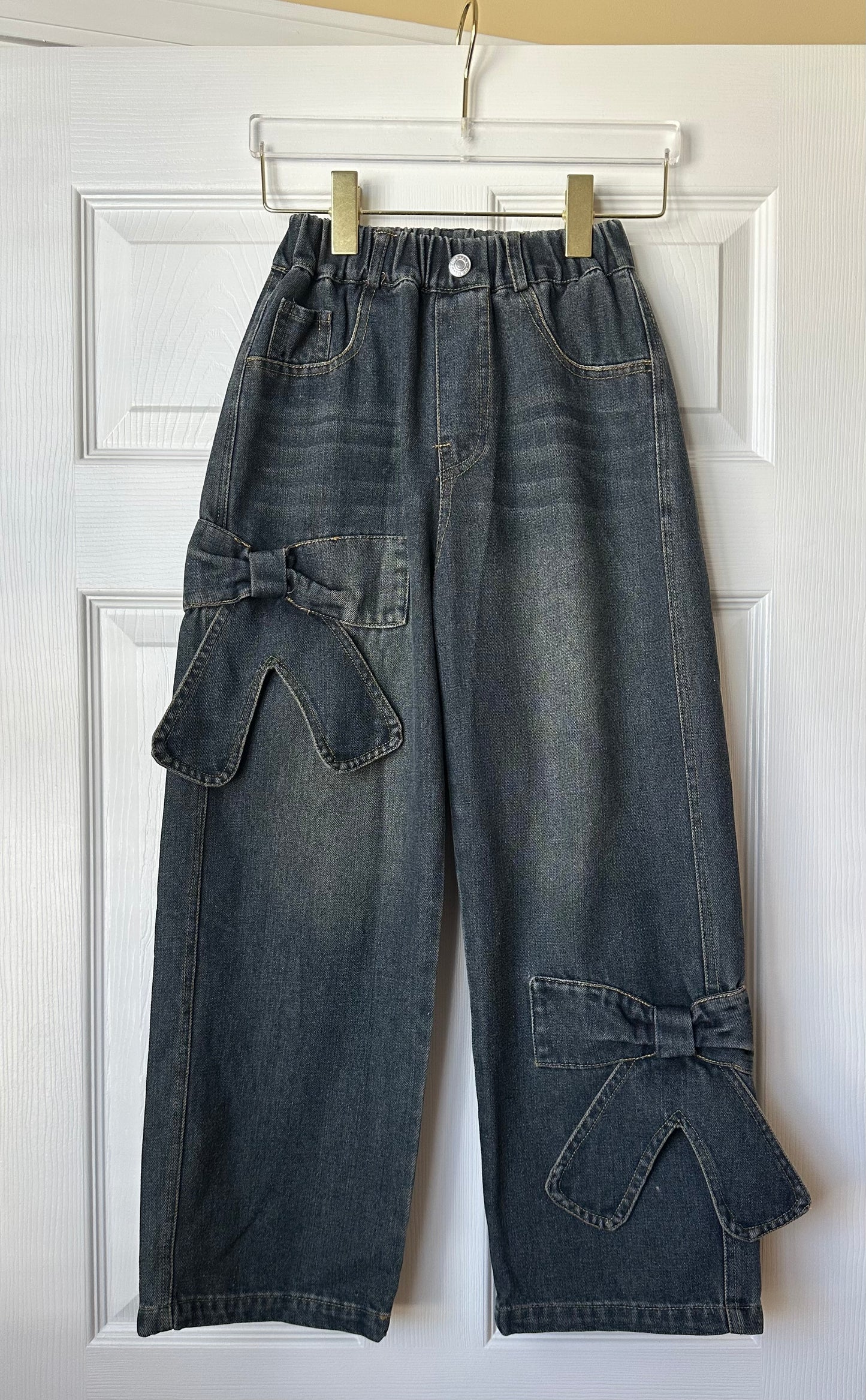 Kids' Bow Wide Leg Denim Jeans