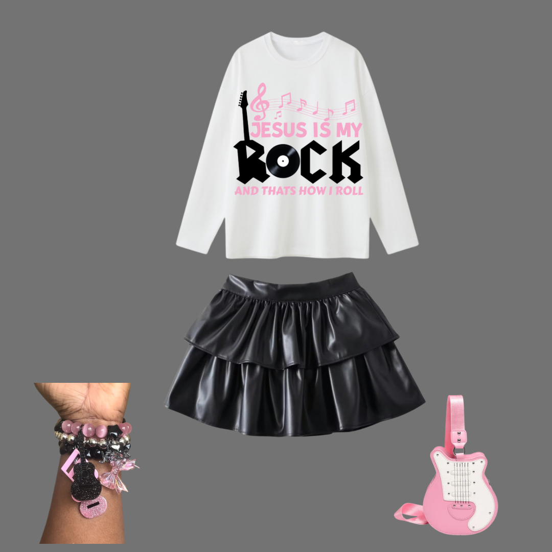 Girls Black Tiered Faux Leather Skirt