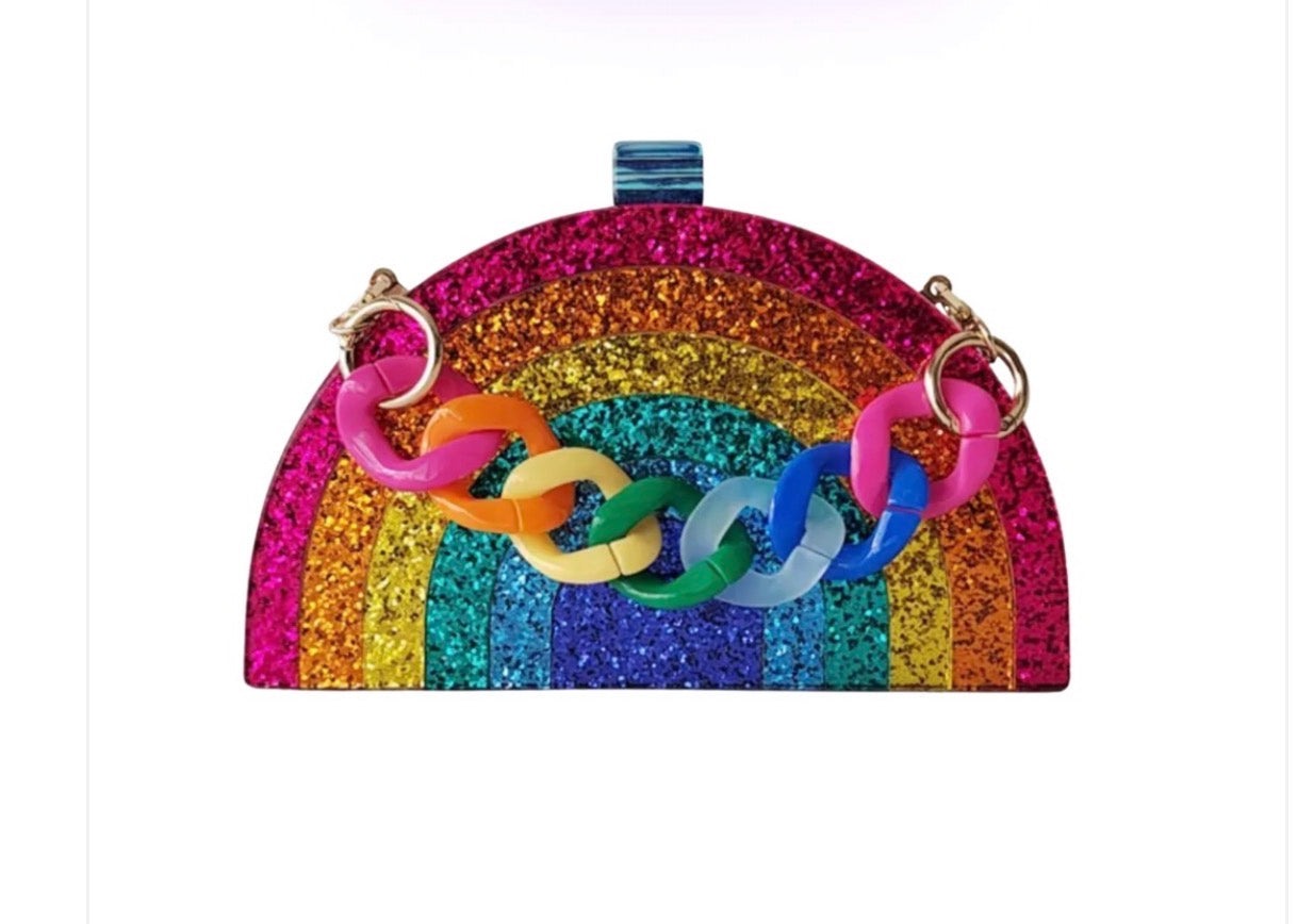 Acrylic rainbow glitter purse for kids . Rainbow purse for girls 