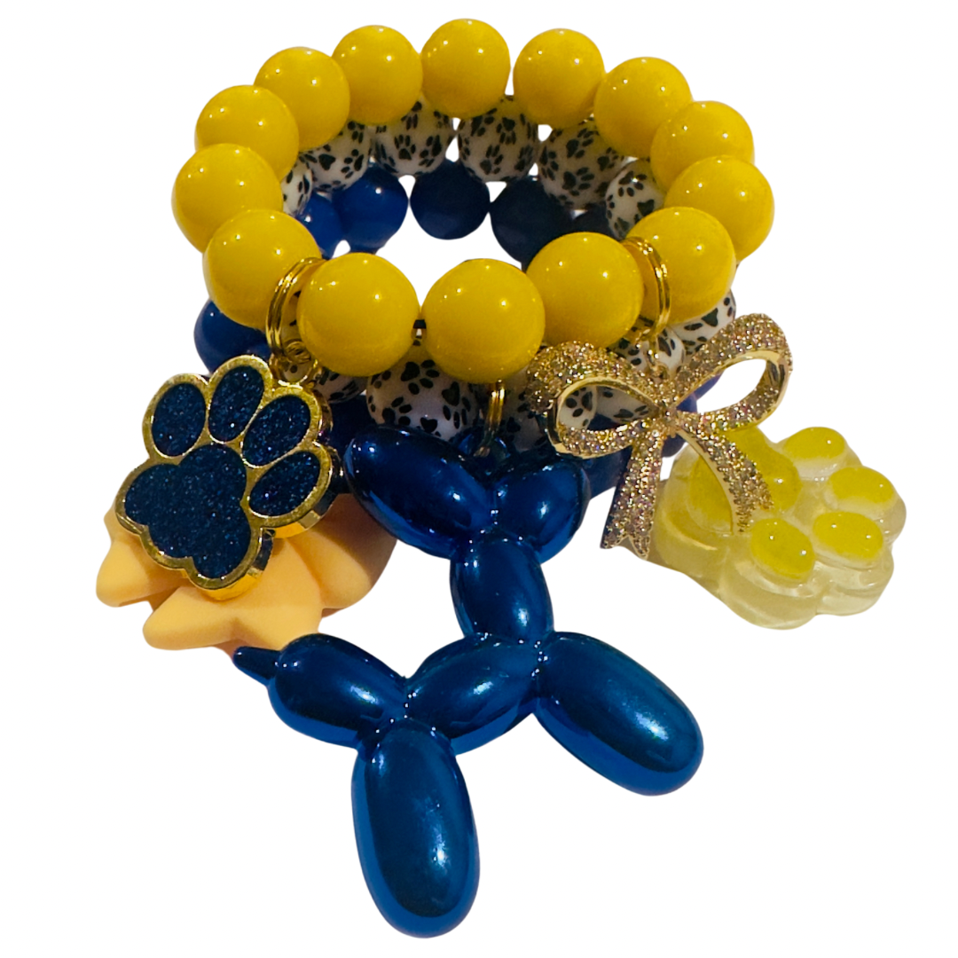 Preppy Pup Chic Beaded Charm Bracelet