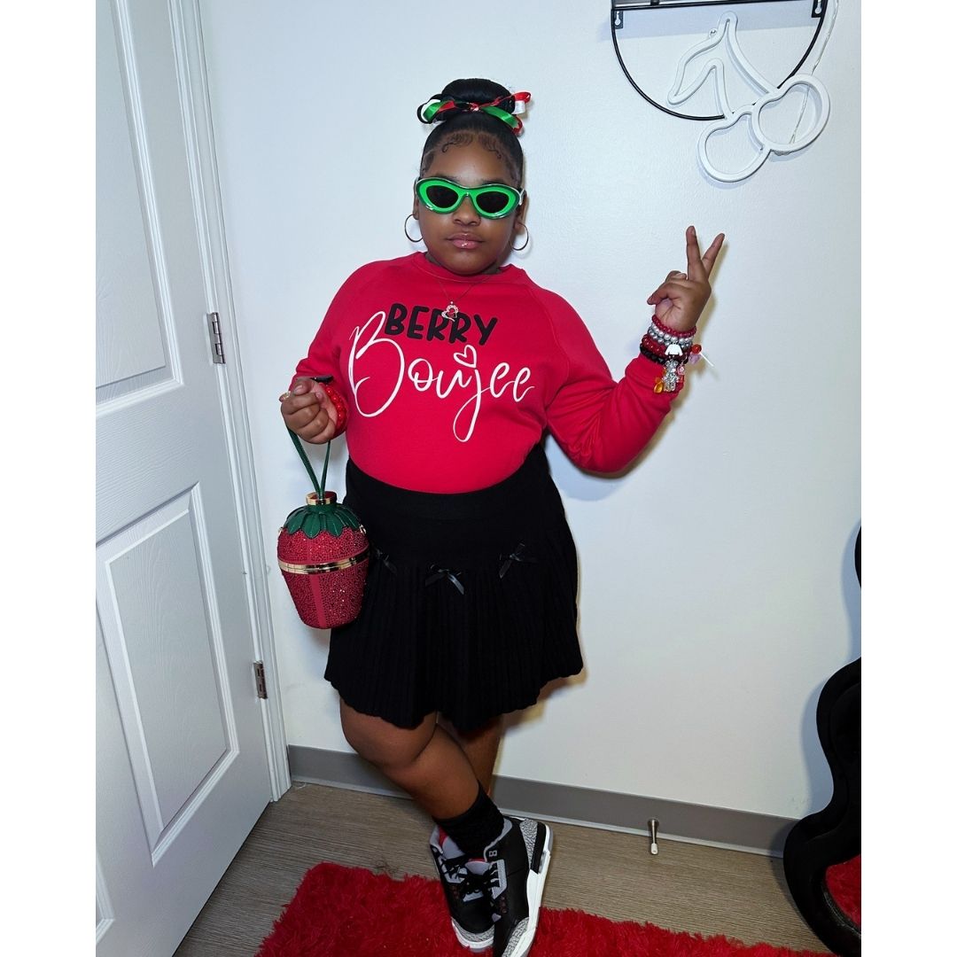 Girls red graphic crew neck sweatshirt 