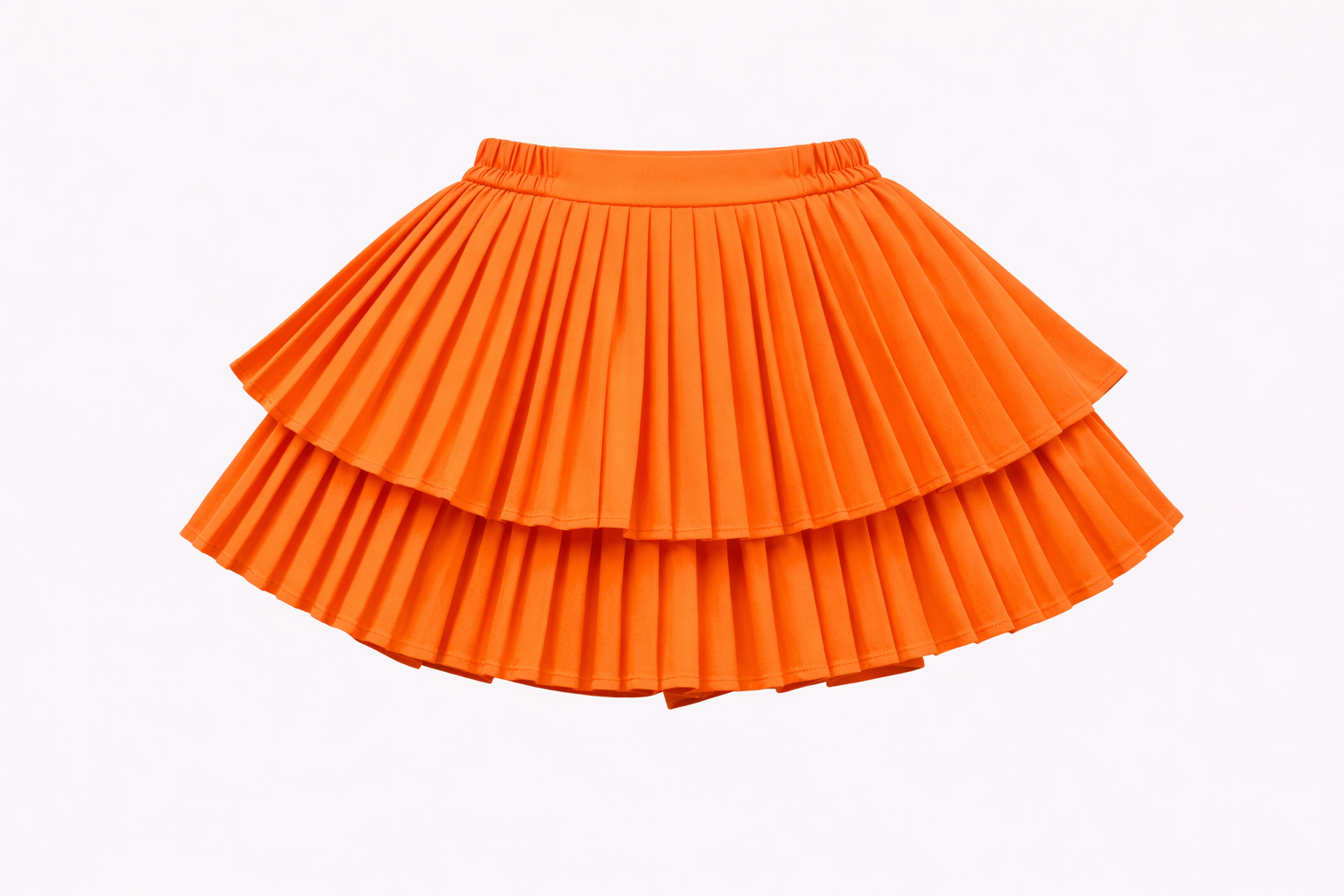 Orange pleated skirt on a white background