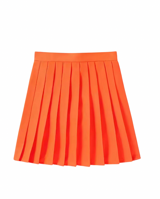 Junior girls' orange pleated skirt 